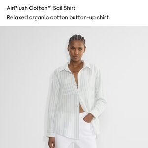 Aritzia Little Moon Blue and Cream Striped Shirt